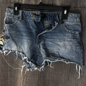 Ed Hardy Blue Distressed Jean Shorts